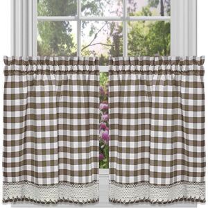 Sweet Home Collection Kitchen Window Curtain Panel Treatment Decorative Buffalo